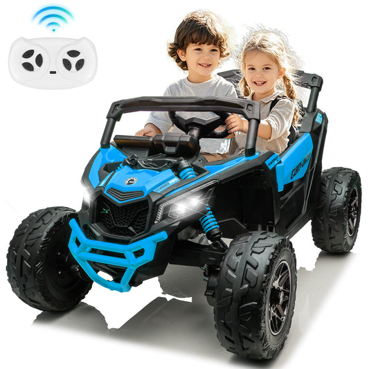 24V 4x4 Ride on Car Truck, IRIMMY 4WD/2WD Switchable Kids UTV, 200W*4 Power Motors, EVA Tires, Bluetooth Music, LED Lights, 4 Shock Absorbers, Licensed Can-Am Electric Car for Kids Boys Girls, Blue