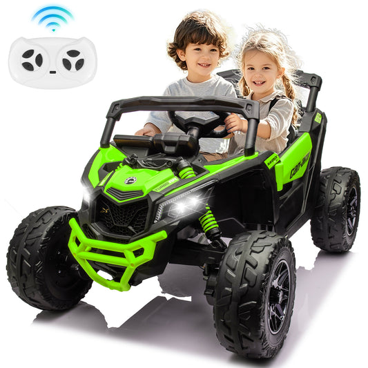 24V 4x4 Ride on Car Truck, IRIMMY 4WD/2WD Switchable Kids UTV, 200W*4 Power Motors, EVA Tires, Bluetooth Music, LED Lights, 4 Shock Absorbers, Licensed Can-Am Electric Car for Kids Boys Girls, Green