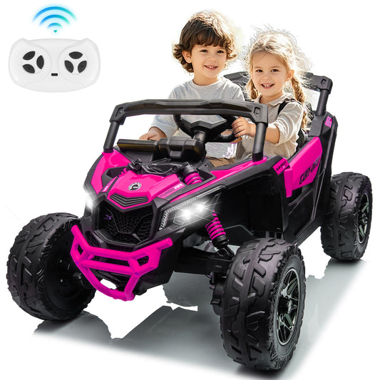 24V 4x4 Ride on Car Truck, IRIMMY 4WD/2WD Switchable Kids UTV, 200W*4 Power Motors, EVA Tires, Bluetooth Music, LED Lights, 4 Shock Absorbers, Licensed Can-Am Electric Car for Kids Boys Girls, Pink