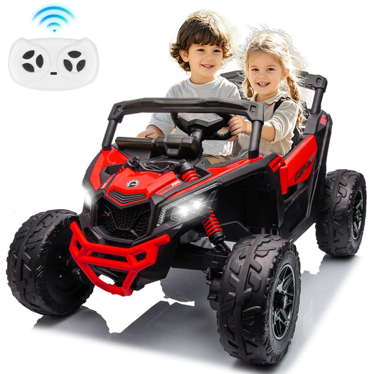 24V 4x4 Ride on Car Truck, IRIMMY 4WD/2WD Switchable Kids UTV, 200W*4 Power Motors, EVA Tires, Bluetooth Music, LED Lights, 4 Shock Absorbers, Licensed Can-Am Electric Car for Kids Boys Girls, Red