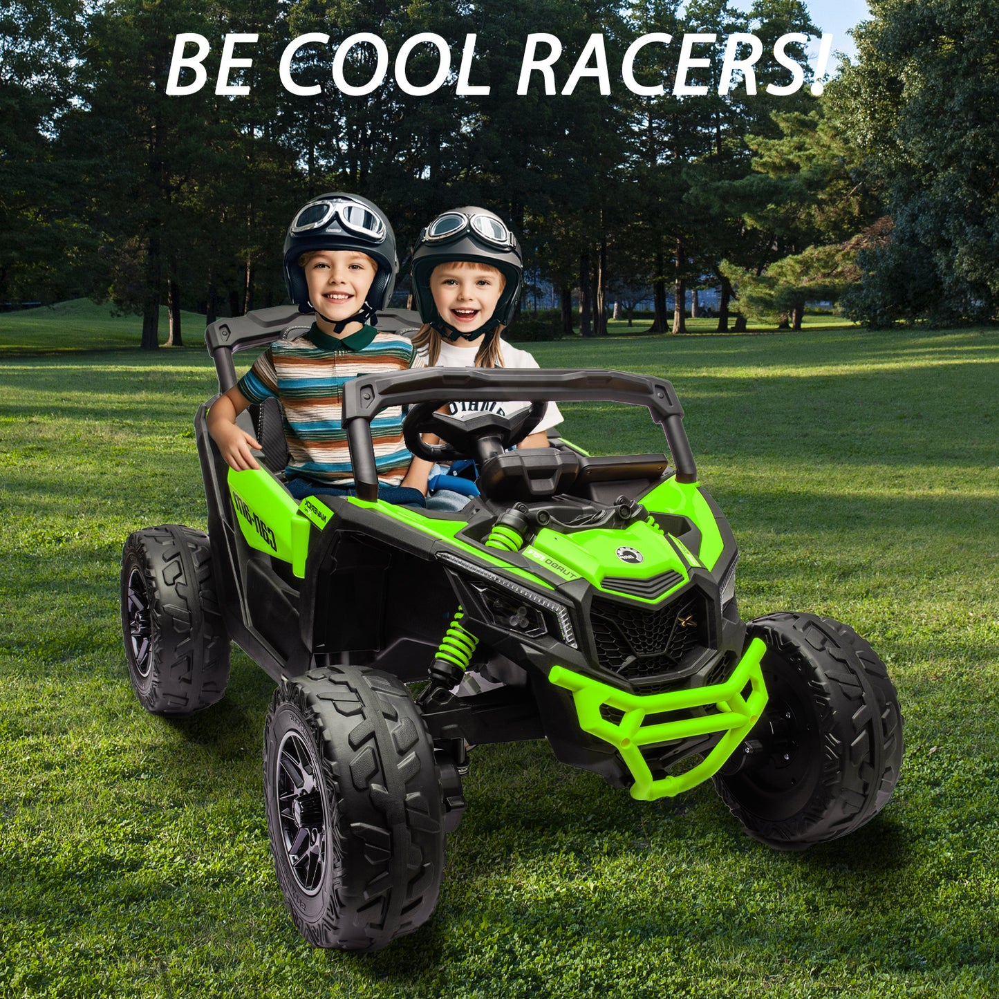 24V 4x4 Ride on Car Truck, IRIMMY 4WD/2WD Switchable Kids UTV, 200W*4 Power Motors, EVA Tires, Bluetooth Music, LED Lights, 4 Shock Absorbers, Licensed Can-Am Electric Car for Kids Boys Girls, Green