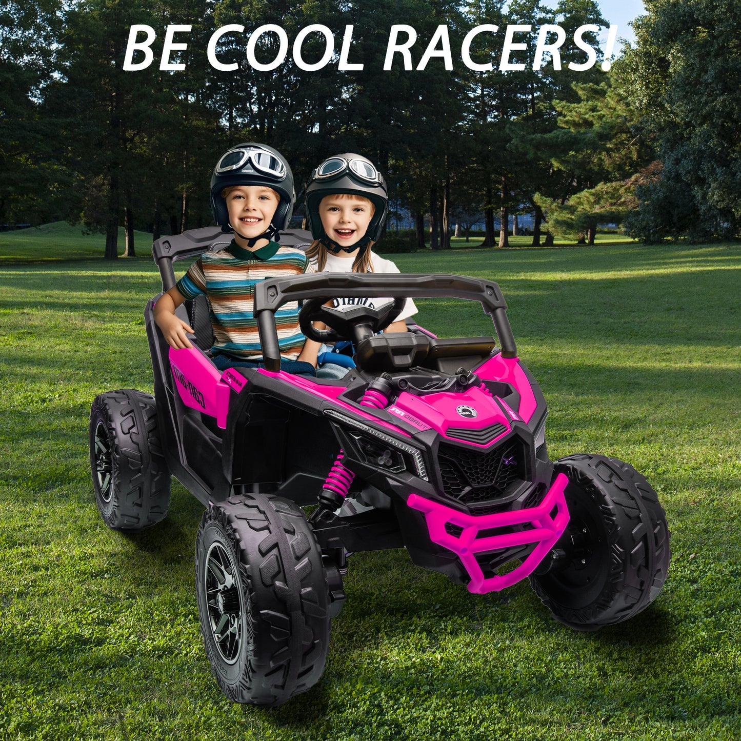 24V 4x4 Ride on Car Truck, IRIMMY 4WD/2WD Switchable Kids UTV, 200W*4 Power Motors, EVA Tires, Bluetooth Music, LED Lights, 4 Shock Absorbers, Licensed Can-Am Electric Car for Kids Boys Girls, Pink